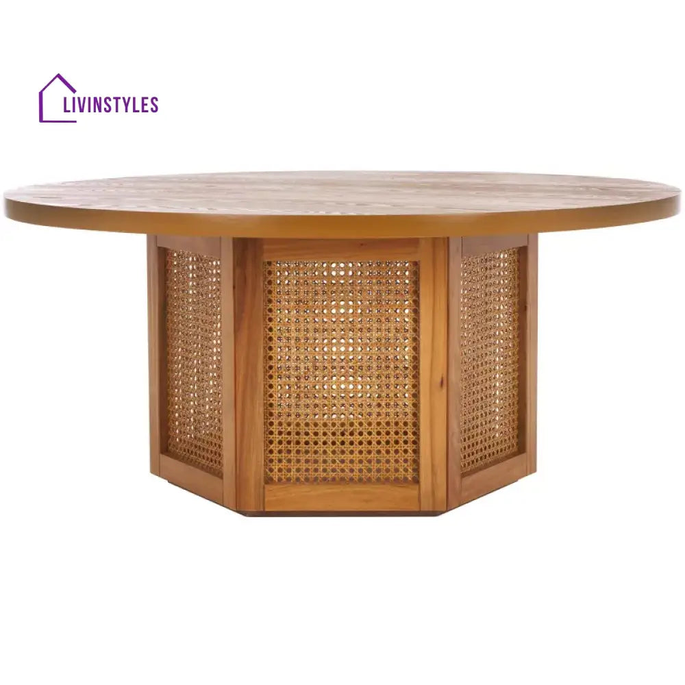 Edelina Solid Wood and Cane Weaving Coffee Table for Living Room