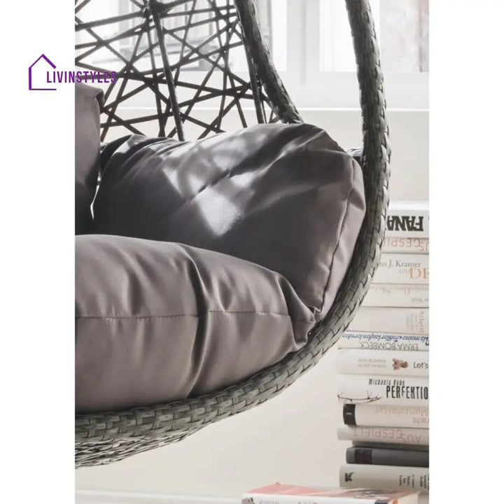 Edmondo Single Seater Hanging Swing With Stand For Balcony Garden Swing (Dark Brown) - Swings