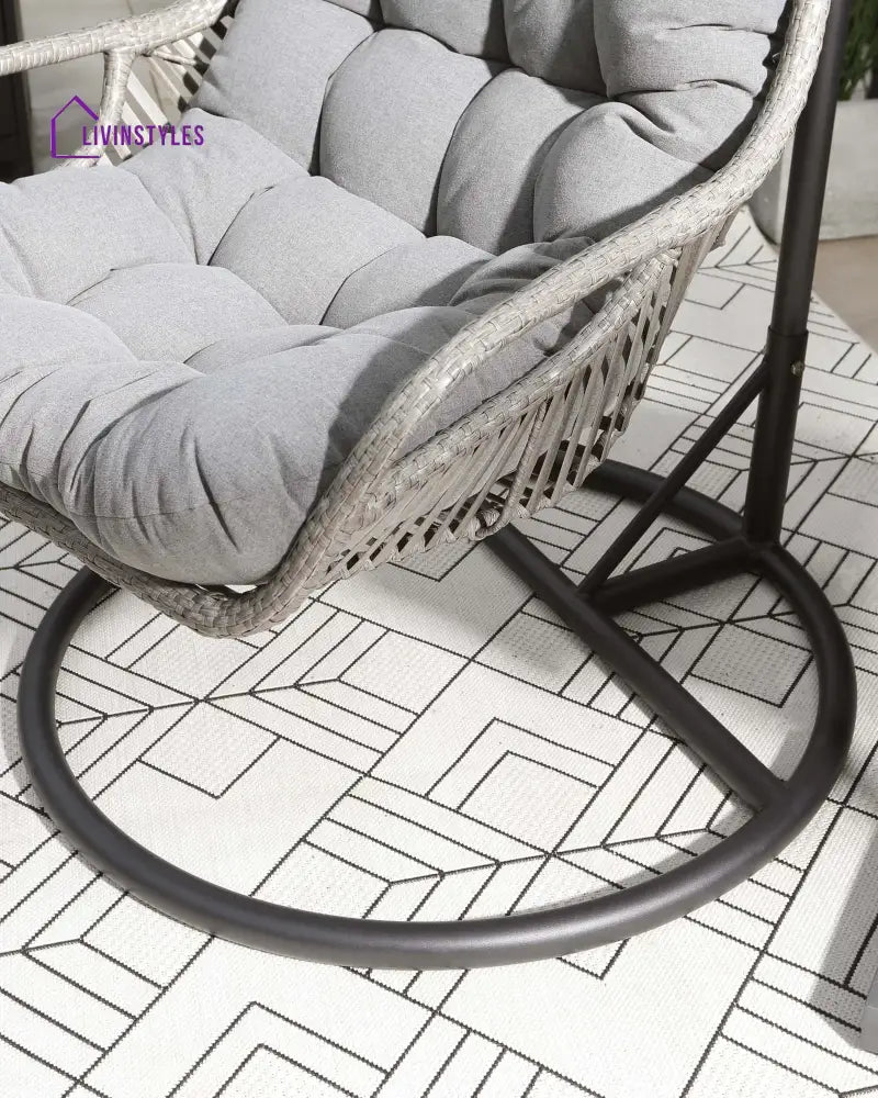 Edmondo Single Seater Hanging Swing With Stand For Balcony Garden Swing (Grey) - Swings