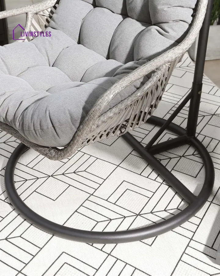 Edmondo Single Seater Hanging Swing With Stand For Balcony Garden Swing (Grey) - Swings