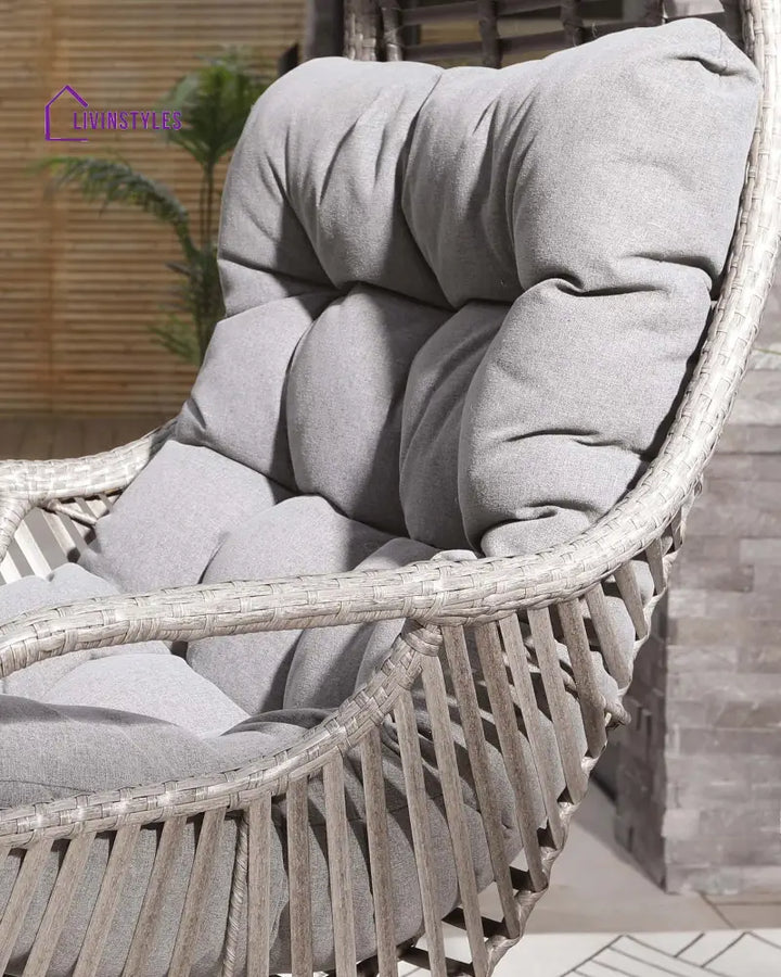Edmondo Single Seater Hanging Swing With Stand For Balcony Garden Swing (Grey) - Swings