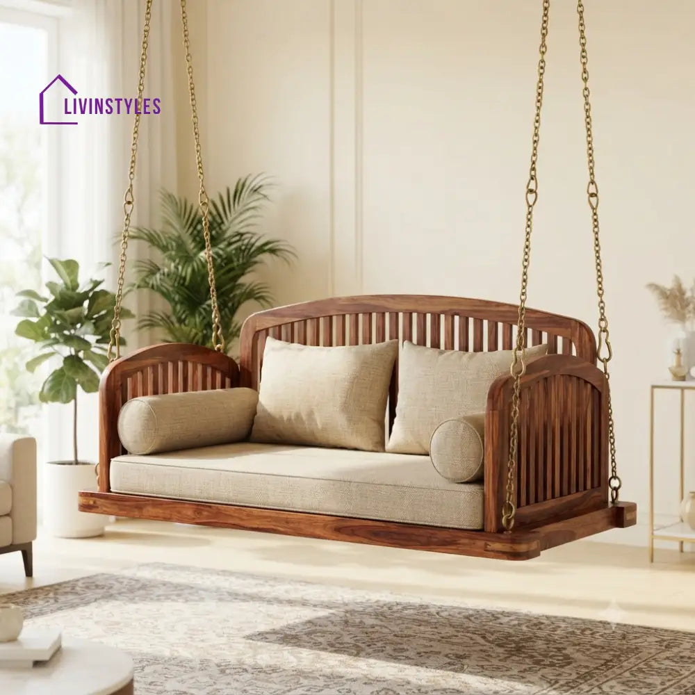 Édouard 2 Seater Wooden Swing for Home | Wooden Jhula for home