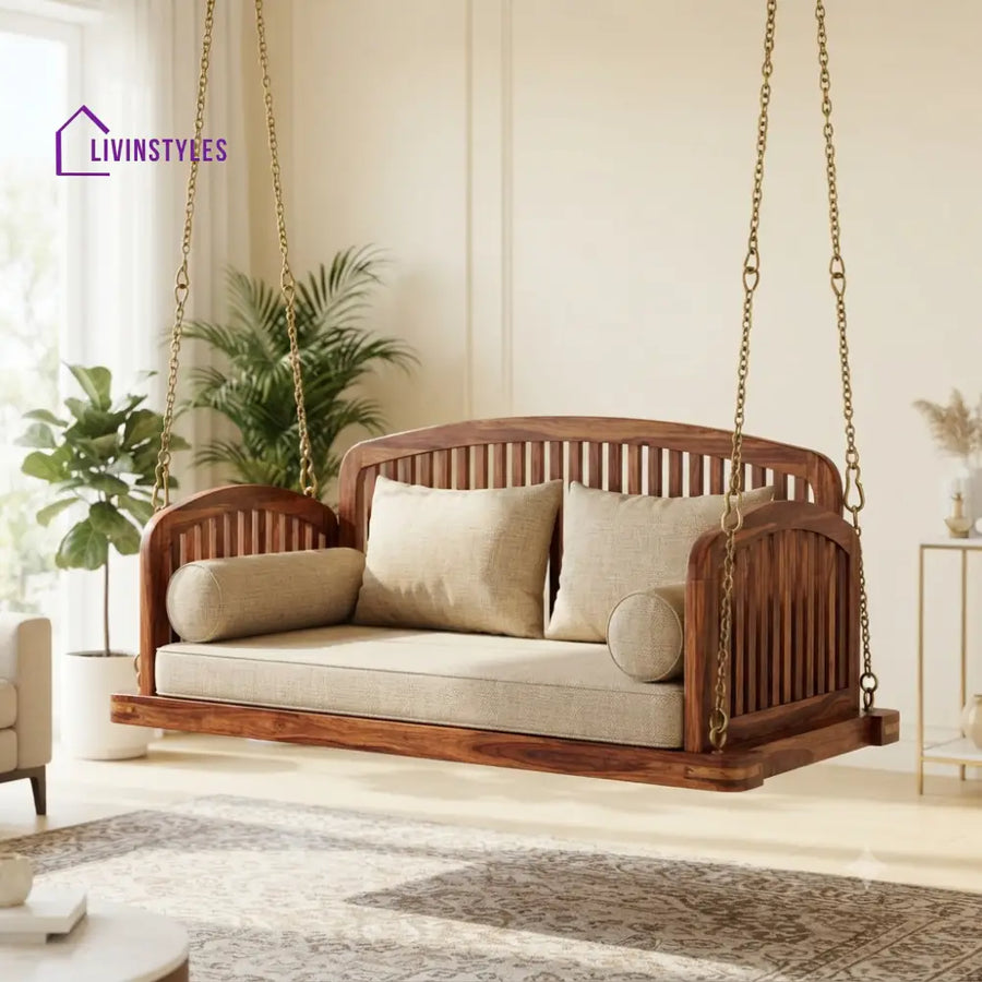Édouard 2 Seater Wooden Swing for Home | Wooden Jhula for home