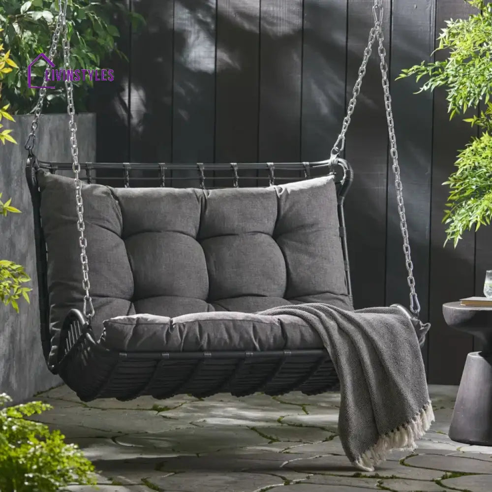 Edris Double Seater Hanging Swing Without Stand For Balcony Garden Swing - Dark Grey - Swings