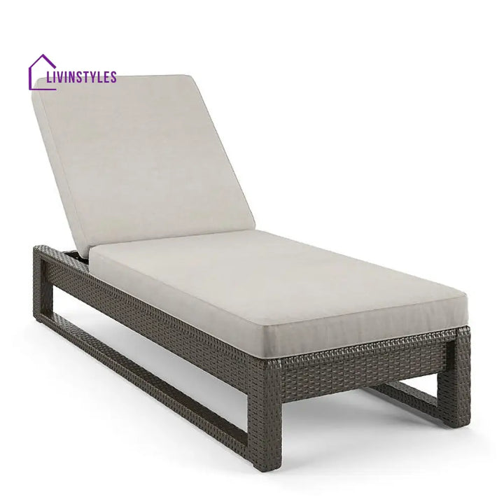 Edris Outdoor Swimming Poolside Lounger (Brown) - Brown + Beige - Loungers