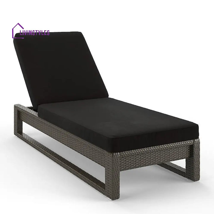 Edris Outdoor Swimming Poolside Lounger (Brown) - Brown + Black - Loungers