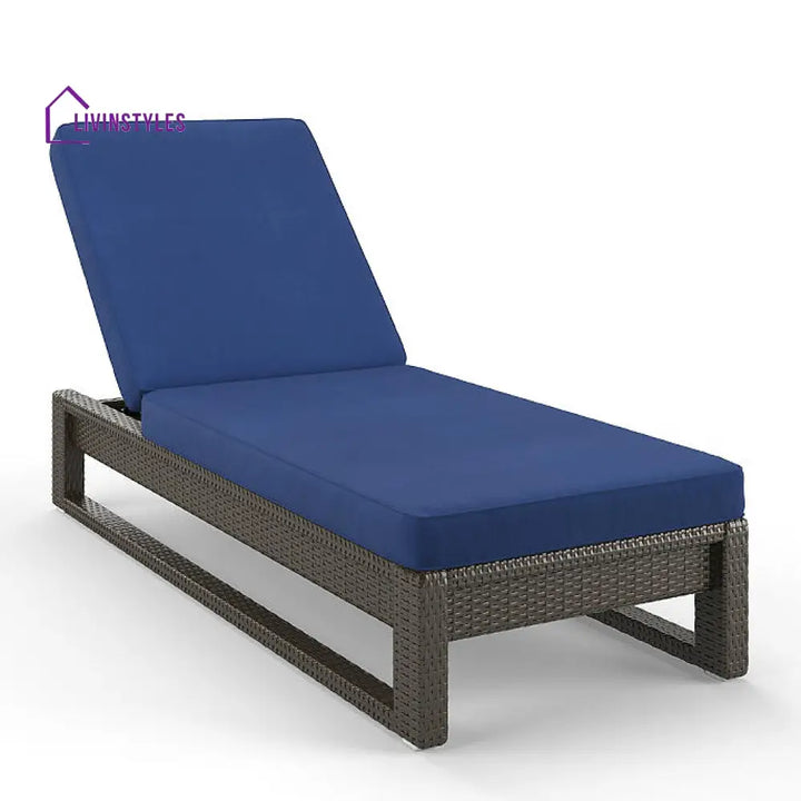 Edris Outdoor Swimming Poolside Lounger (Brown) - Brown + Blue - Loungers