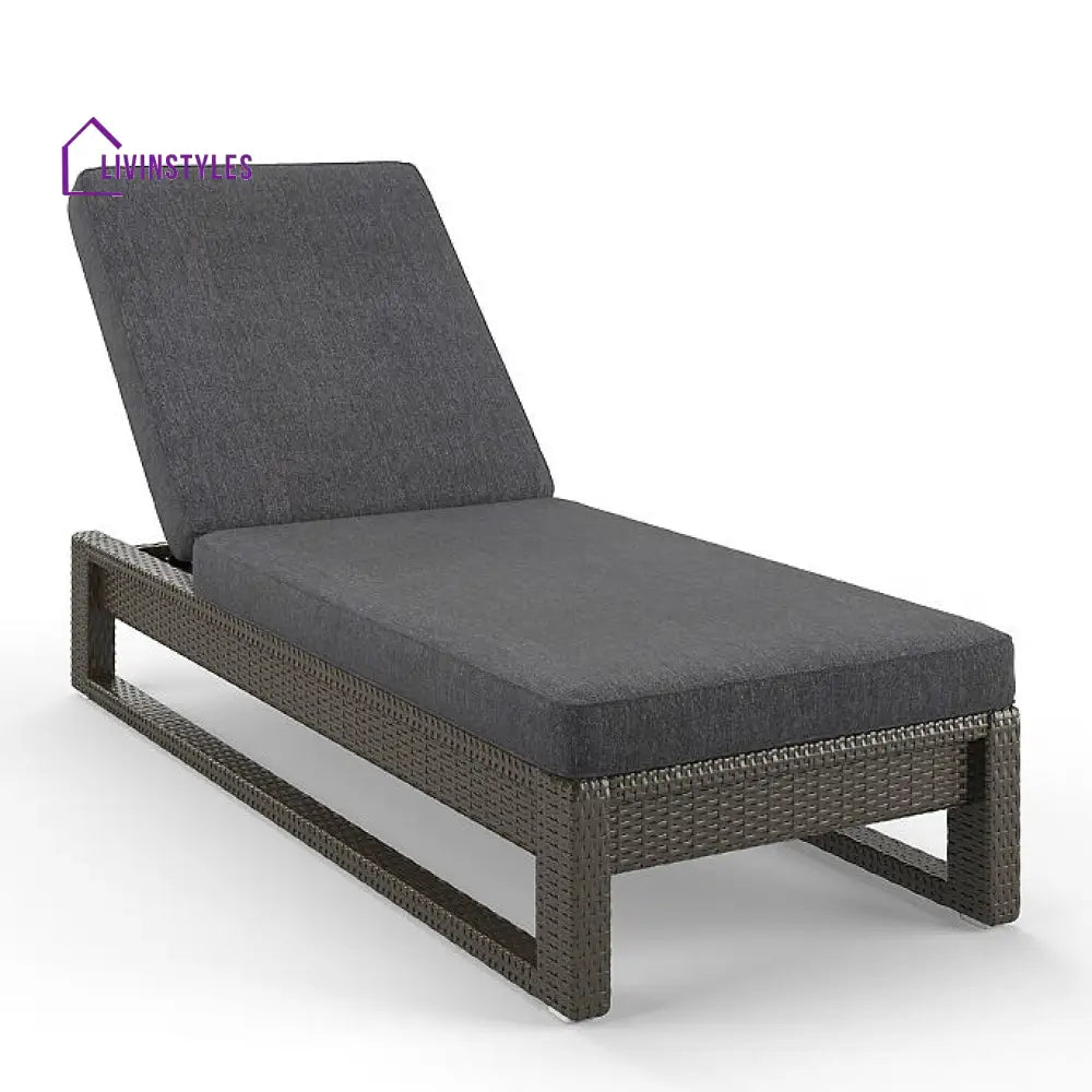 Edris Outdoor Swimming Poolside Lounger (Brown) - Brown + Dark Grey - Loungers