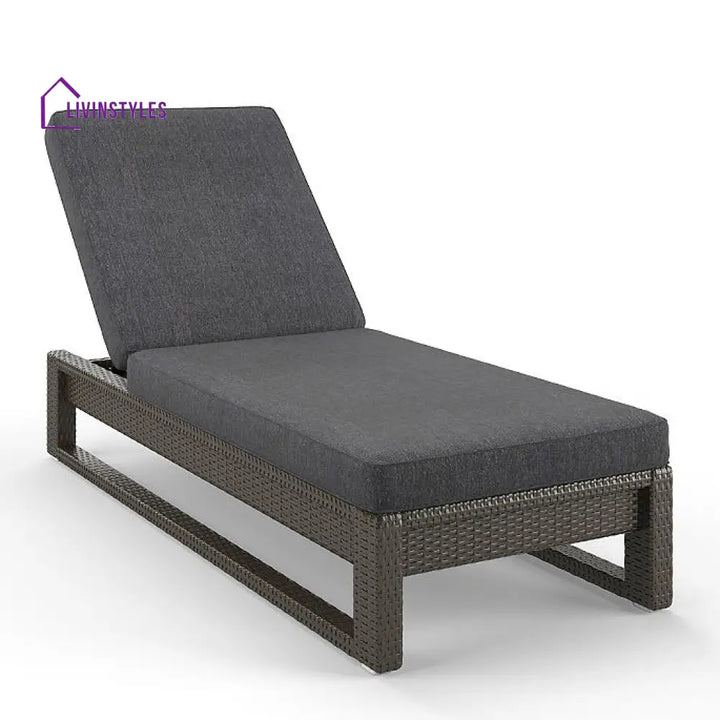 Edris Outdoor Swimming Poolside Lounger (Brown) - Brown + Dark Grey - Loungers
