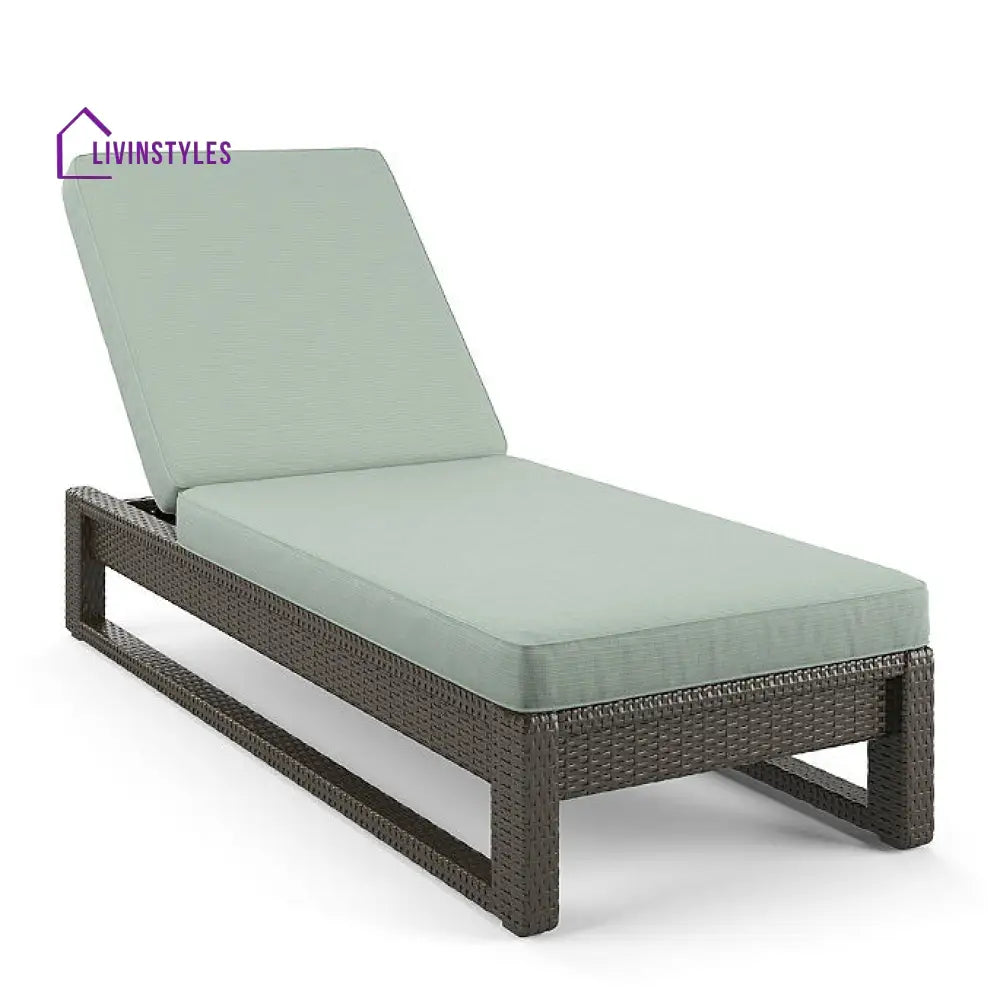 Edris Outdoor Swimming Poolside Lounger (Brown) - Brown + Green - Loungers