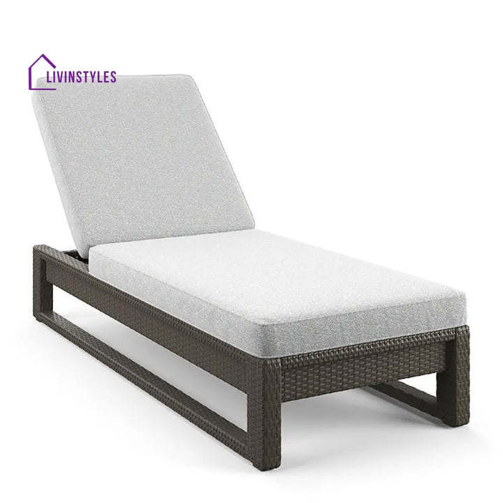 Edris Outdoor Swimming Poolside Lounger (Brown) - Brown + Grey - Loungers