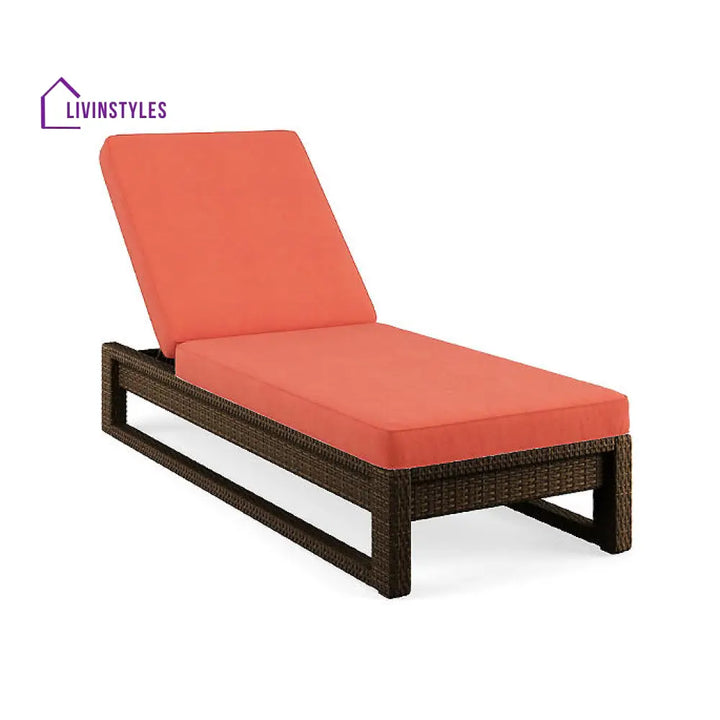 Edris Outdoor Swimming Poolside Lounger (Brown) - Brown + Orange - Loungers