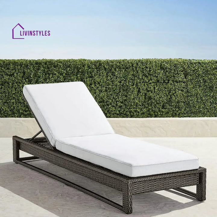 Edris Outdoor Swimming Poolside Lounger (Brown) - Brown + White - Loungers