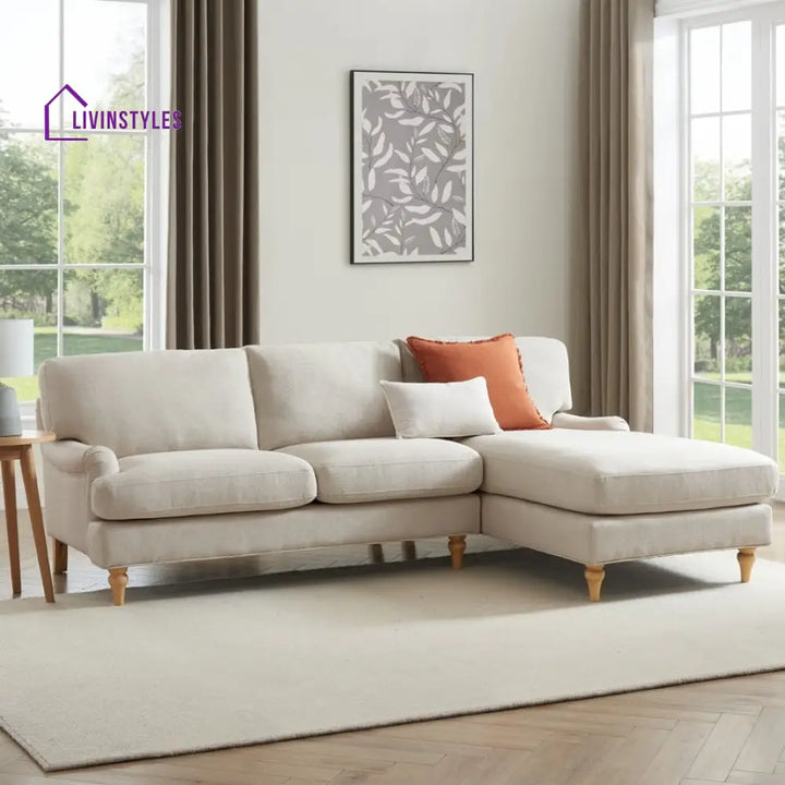 Eduardo Right Hand Chaise Sofa - Beige - Sofas