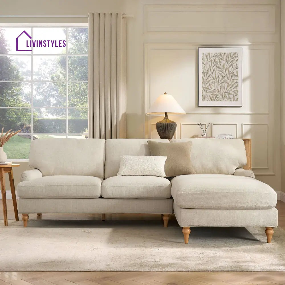 Eduardo Right Hand Chaise Sofa - Beige - Sofas