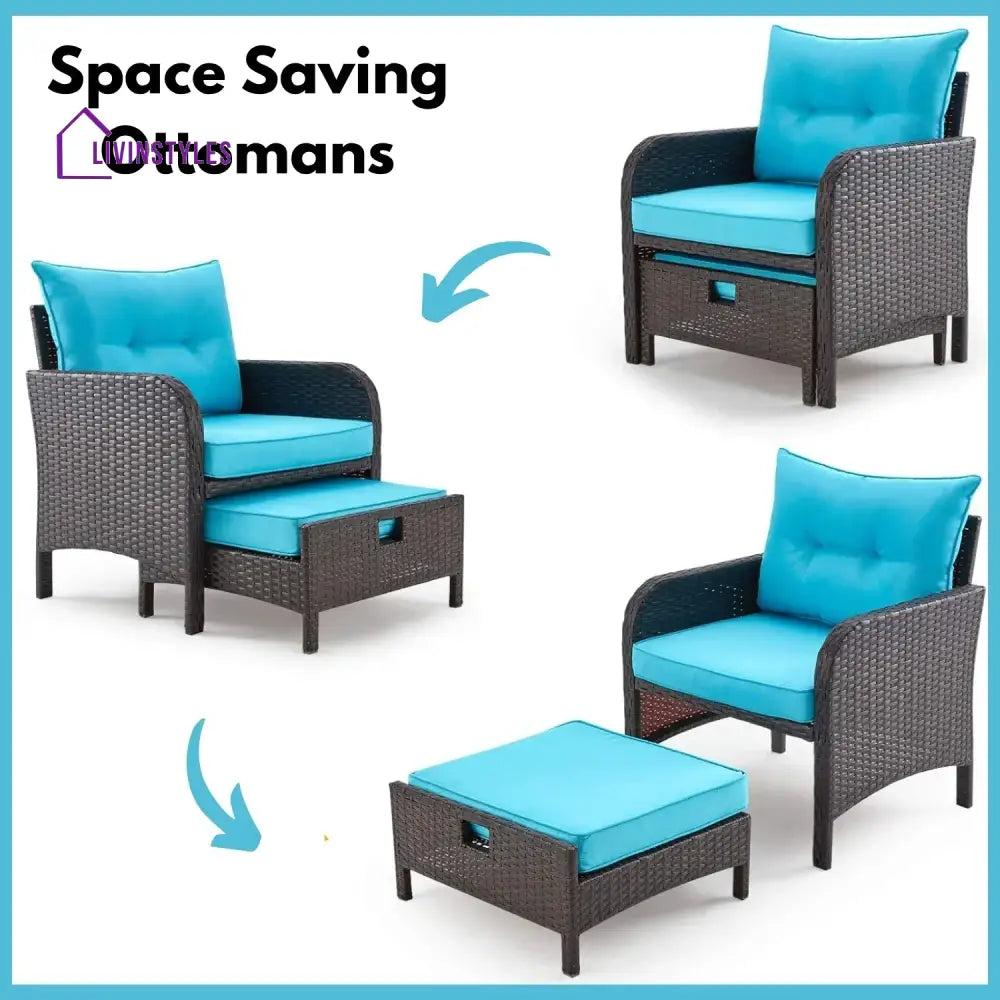Eesha Outdoor 5 Piece Patio Wicker Furniture Set - Patio Sofa Set
