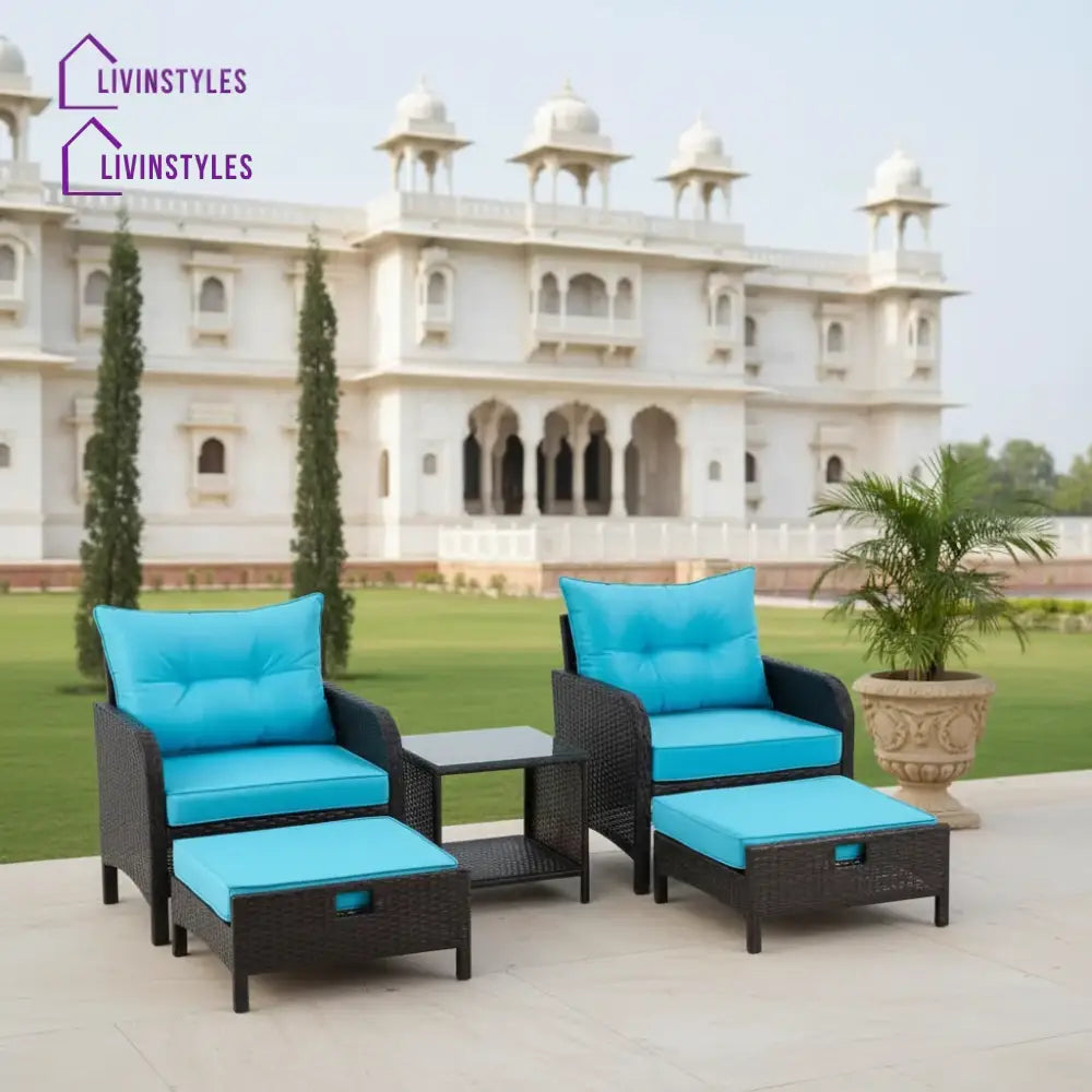 Eesha Outdoor 5 Piece Patio Wicker Furniture Set - Patio Sofa Set