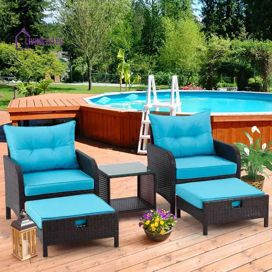 Eesha Outdoor 5 Piece Patio Wicker Furniture Set - Patio Sofa Set