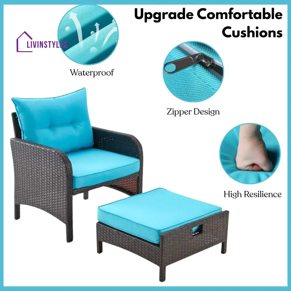 Eesha Outdoor 5 Piece Patio Wicker Furniture Set - Patio Sofa Set