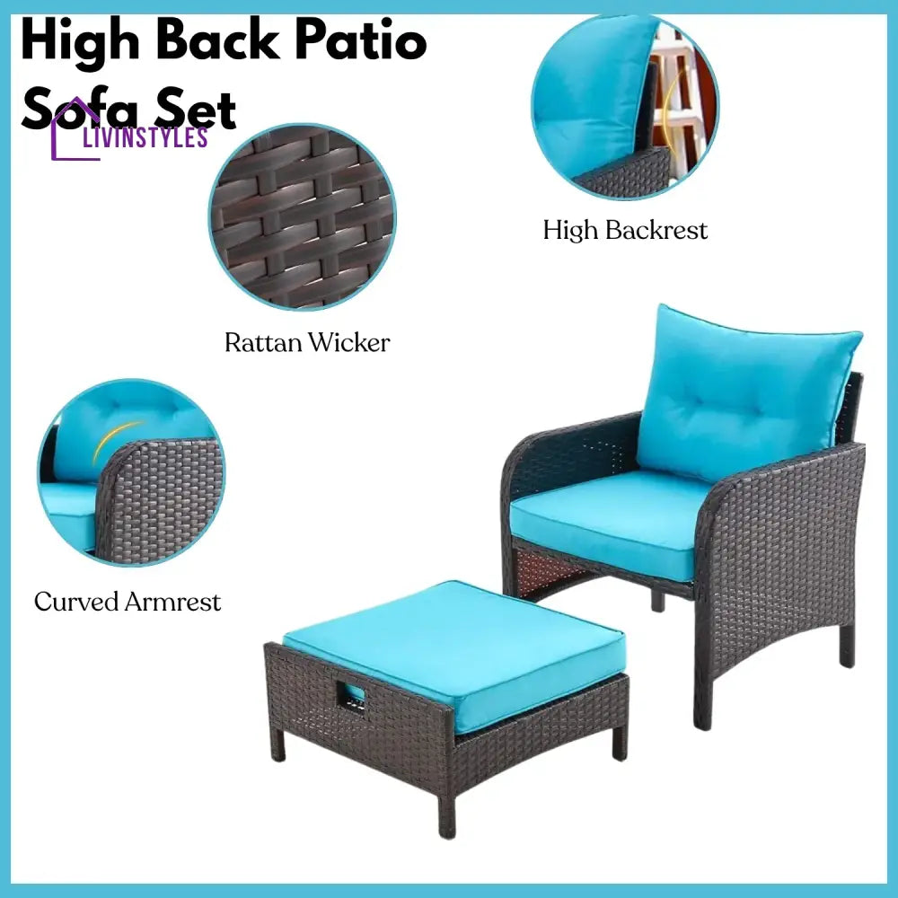 Eesha Outdoor 5 Piece Patio Wicker Furniture Set - Patio Sofa Set