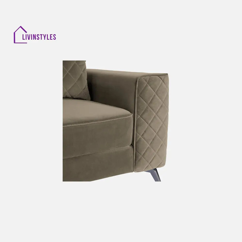 Efim Quartz Brown Fabric 2 Seater Sofa With Lounger