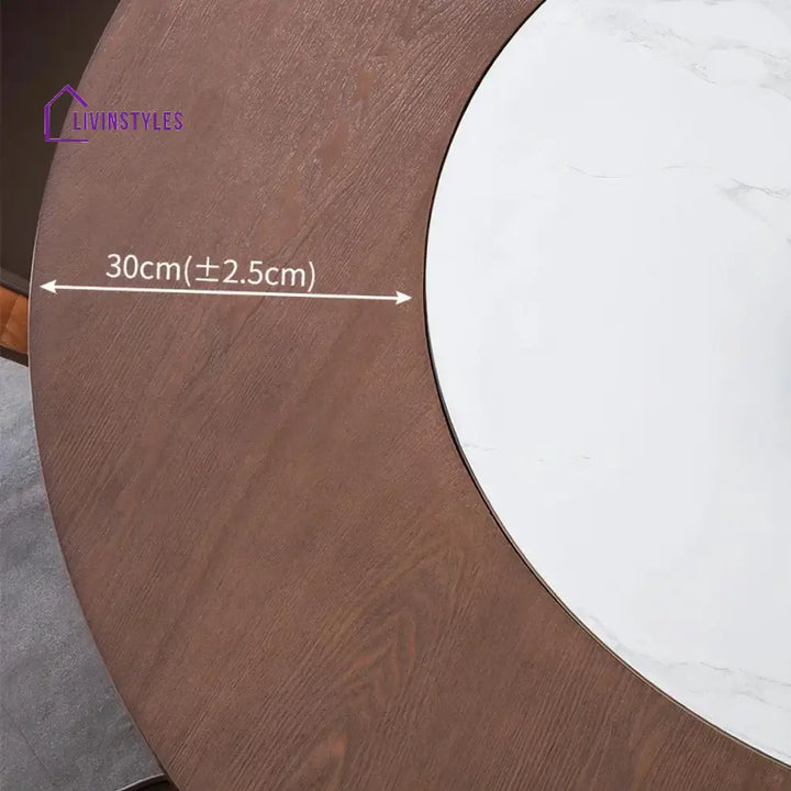 Ehan Marble Top Oak Wood Dining Table With walnut Finish