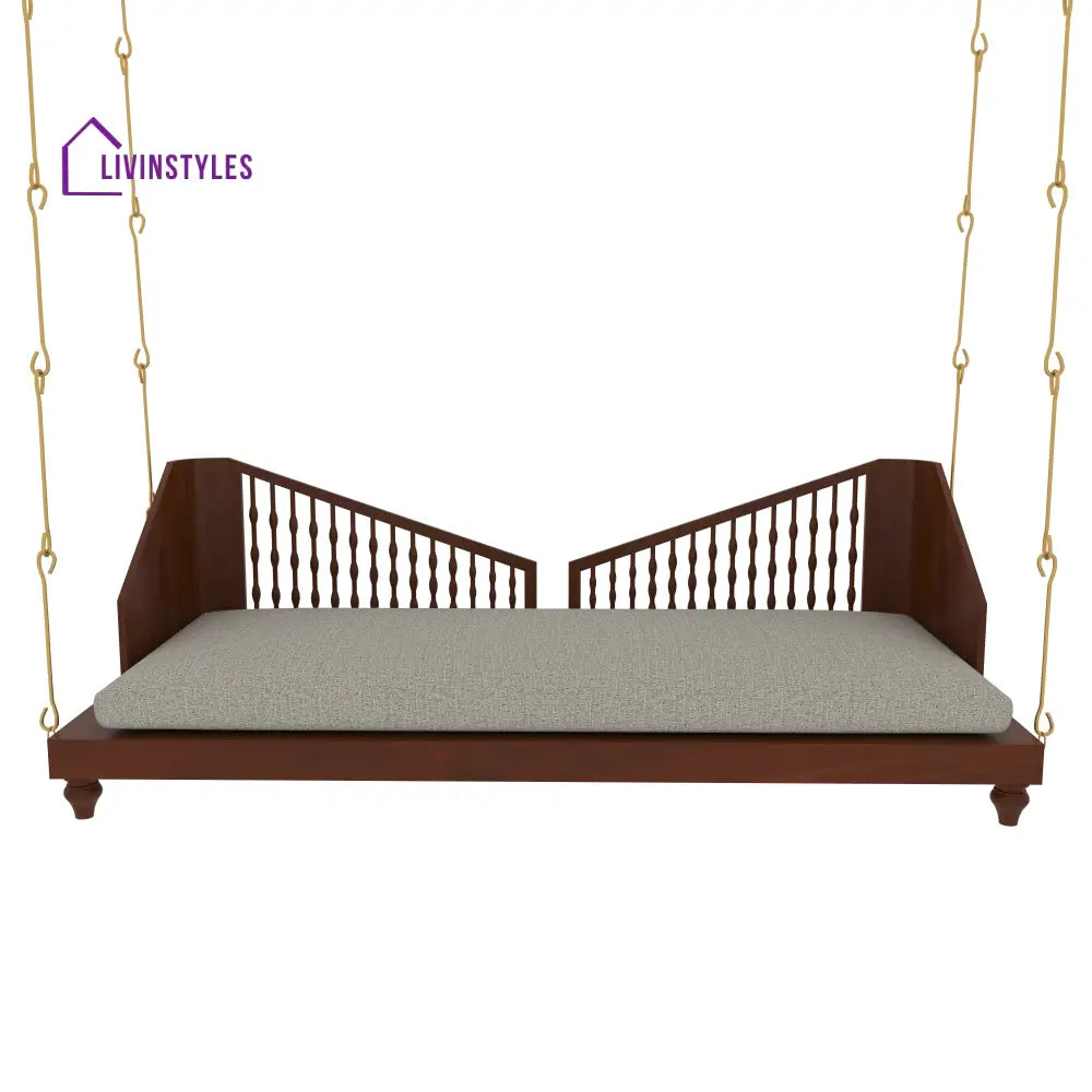 Eira Elegant Wooden Swing with Spindle Backrest and Cushion – Classic Comfort for Modern Homes Swing