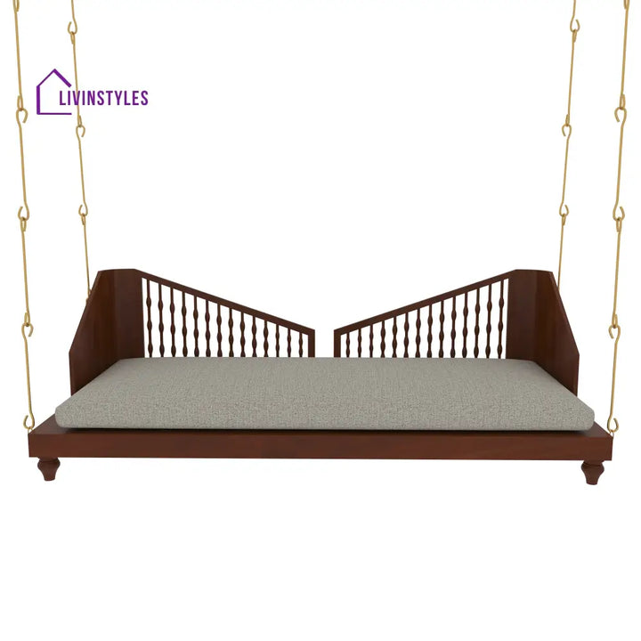 Eira Elegant Wooden Swing with Spindle Backrest and Cushion – Classic Comfort for Modern Homes Swing