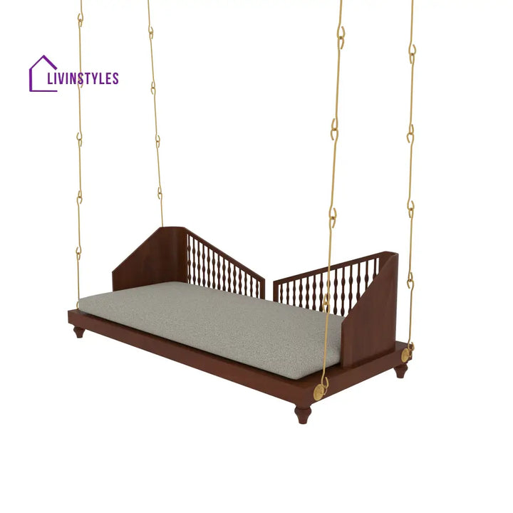 Eira Elegant Wooden Swing with Spindle Backrest and Cushion – Classic Comfort for Modern Homes Swing