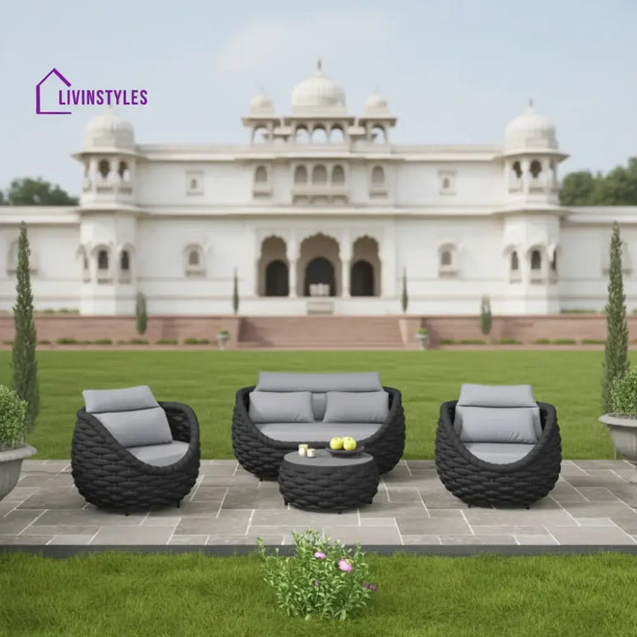 Eiva Outdoor Sofa Set 2 Seater 2 Single seater and 1 Center Table (Light Grey) Braided & Rope - Sofa Sets