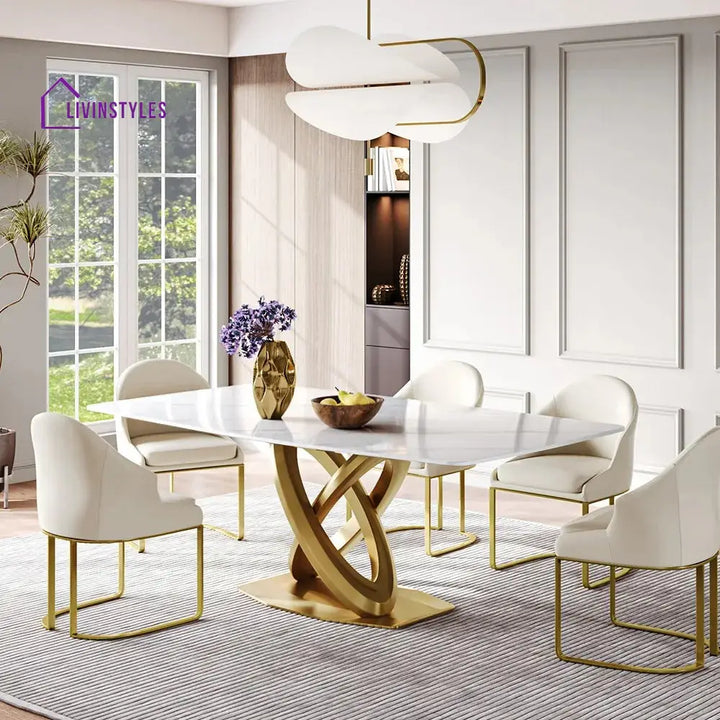 Ekaterina 7 PCS Modern Luxe Glossy kitchen Dining Table Sets