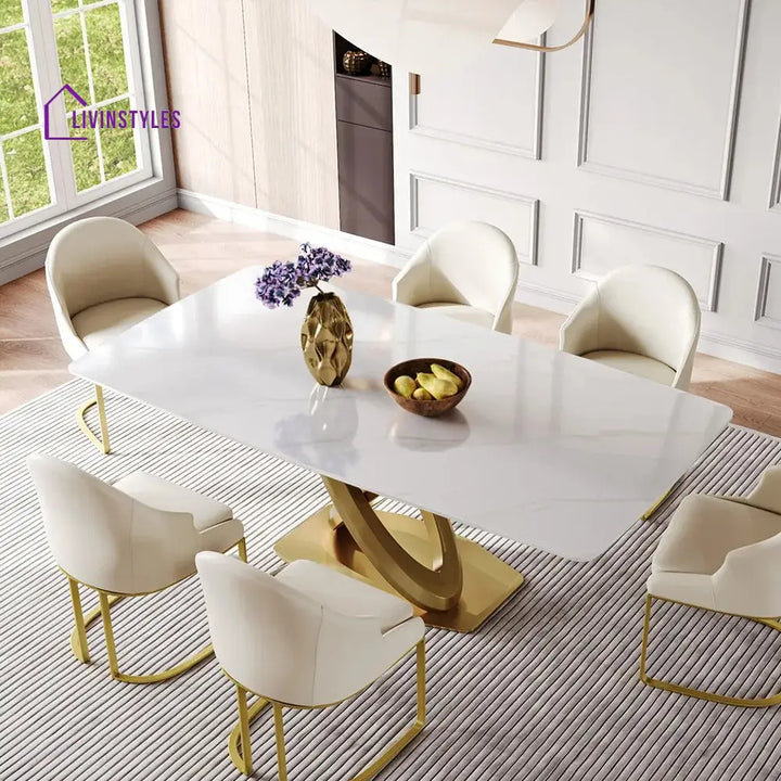 Ekaterina 7 PCS Modern Luxe Glossy kitchen Dining Table Sets