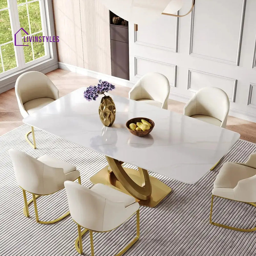 Ekaterina 7 PCS Modern Luxe Glossy kitchen Dining Table Sets