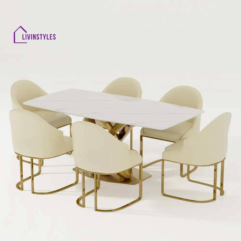 Ekaterina 7 PCS Modern Luxe Glossy kitchen Dining Table Sets