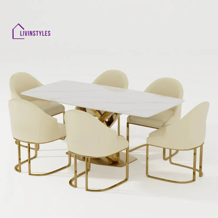 Ekaterina 7 PCS Modern Luxe Glossy kitchen Dining Table Sets