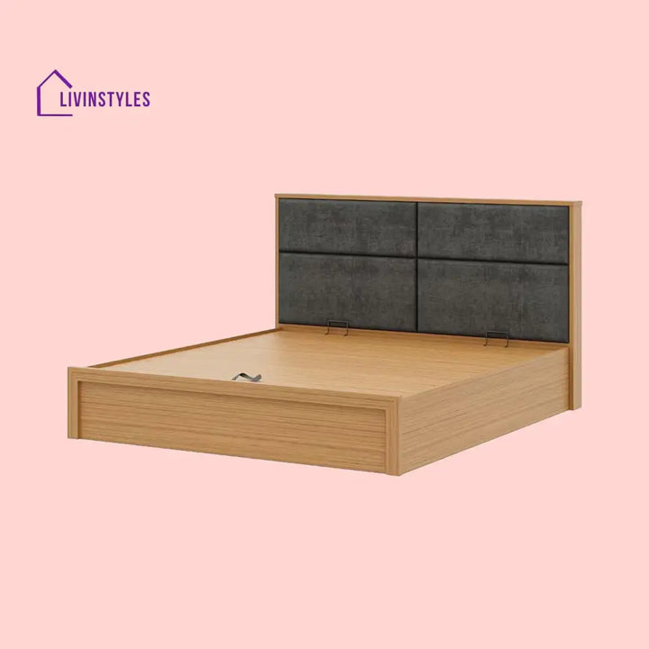 Ekaterina King Size Bed with Dark Grey Upholstered Headboard - with Hydraulic Storage