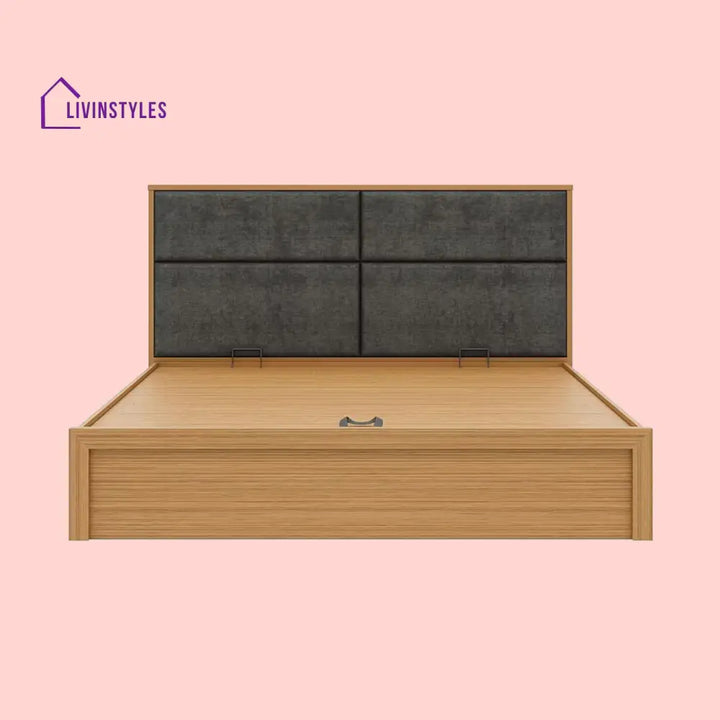 Ekaterina King Size Bed with Dark Grey Upholstered Headboard - with Hydraulic Storage