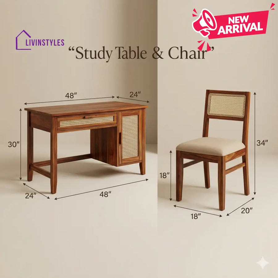 Ekaterina Sheesham Wood Study Table and Chair Set for Students | Kids | Adults