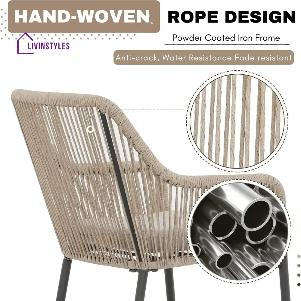 Ekatra Premium Outdoor Rope 5-Piece Bar Set With a High-Top Table - Bar Set