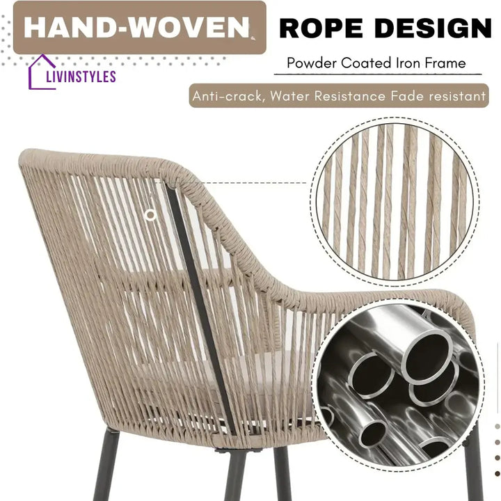 Ekatra Premium Outdoor Rope 5-Piece Bar Set With a High-Top Table - Bar Set