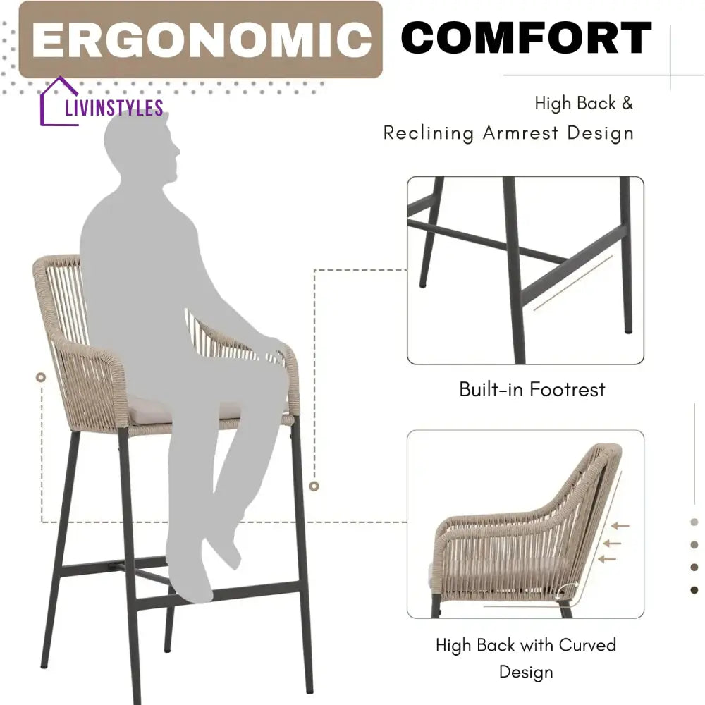 Ekatra Premium Outdoor Rope 5-Piece Bar Set With a High-Top Table - Bar Set