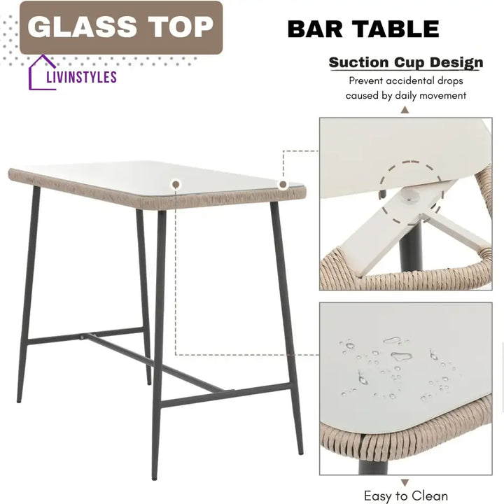Ekatra Premium Outdoor Rope 5-Piece Bar Set With a High-Top Table - Bar Set