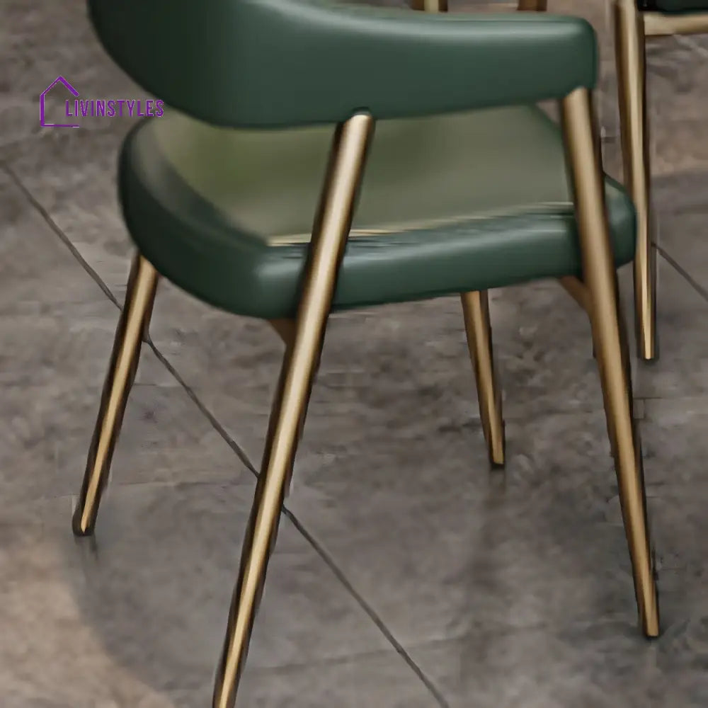 Ekisha Metal Dining Chair | Faux Leather Fabric | High Density Foam