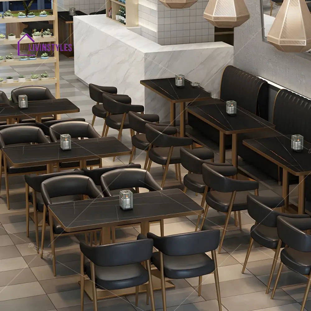 Ekisha Metal Dining Chair | Faux Leather Fabric | High Density Foam