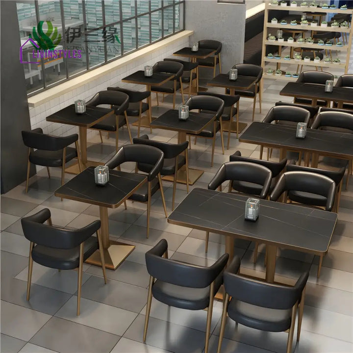 Ekisha Metal Dining Chair | Faux Leather Fabric | High Density Foam