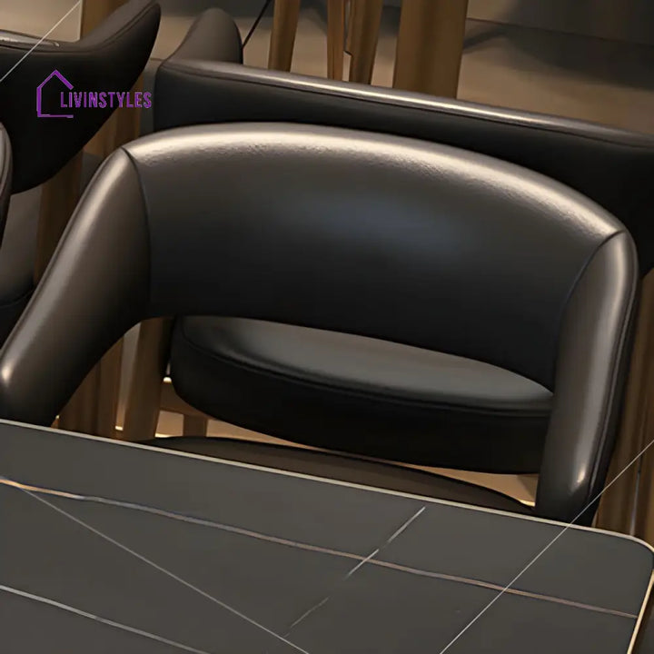 Ekisha Metal Dining Chair | Faux Leather Fabric | High Density Foam