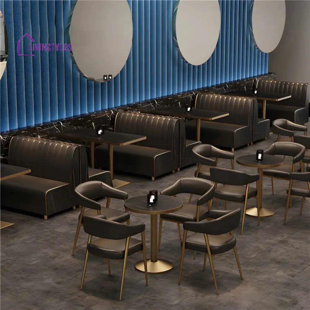 Ekisha Metal Dining Chair | Faux Leather Fabric | High Density Foam
