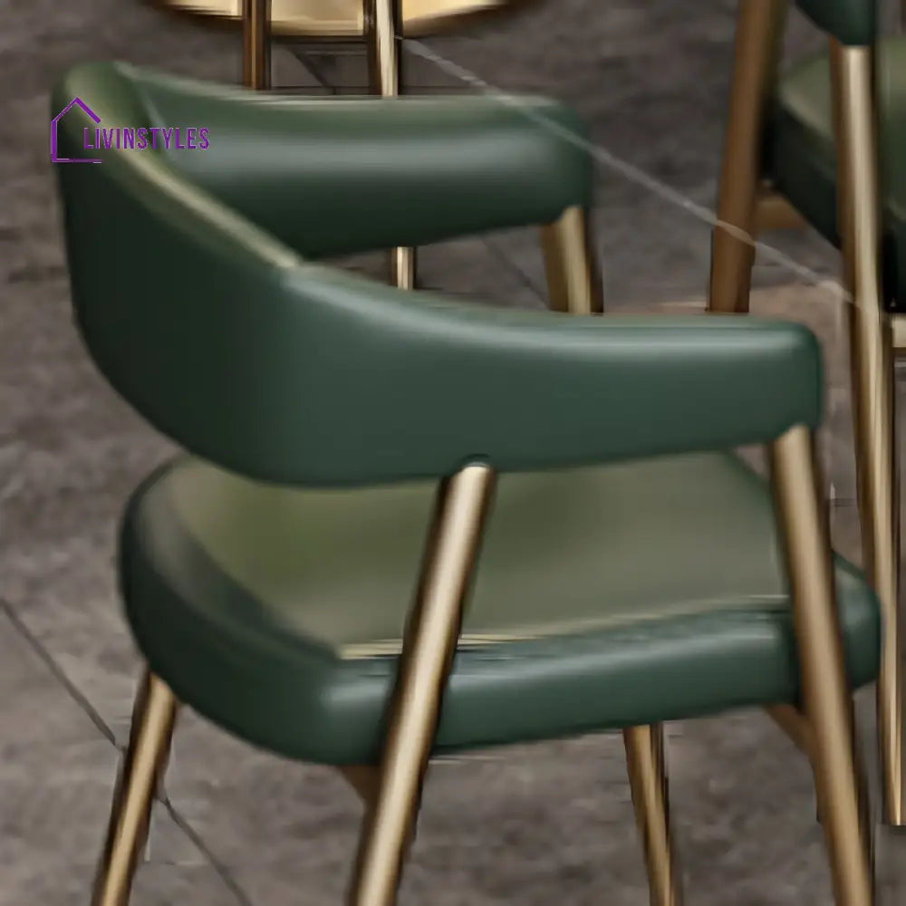 Ekisha Metal Dining Chair | Faux Leather Fabric | High Density Foam