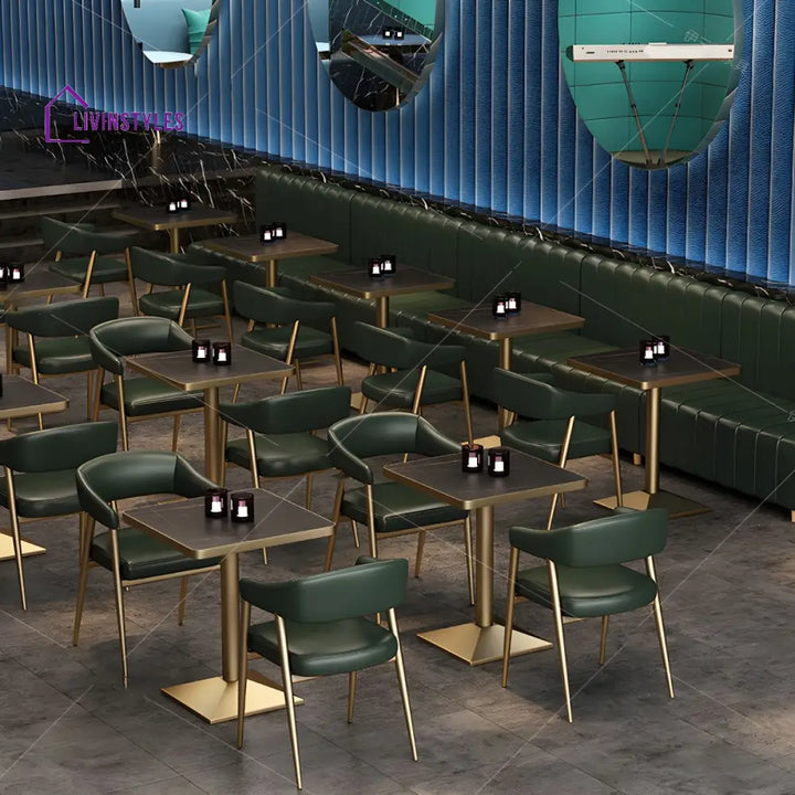 Ekisha Metal Dining Chair | Faux Leather Fabric | High Density Foam