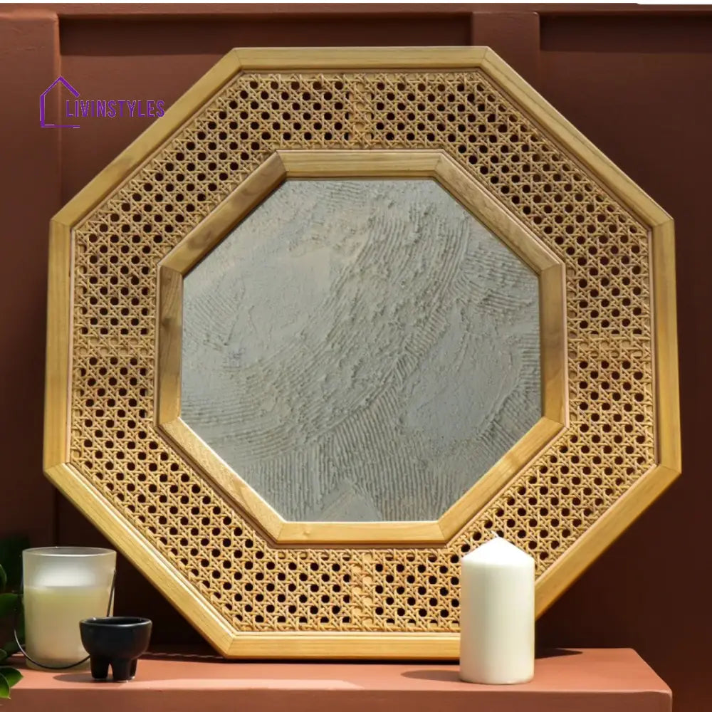 Ekisha Rattan Mirror Hexagon